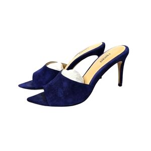 L'AGENCE Lolita II in Navy Blue Suede Mules